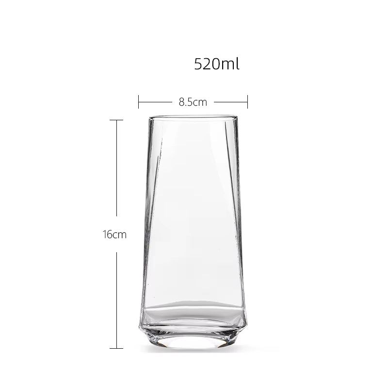 Simple Transparent Glass Cup Small round Mouth Big Square Bottom Prism Cups Household Juice Beer Coffee Tea Water Drink Glasses