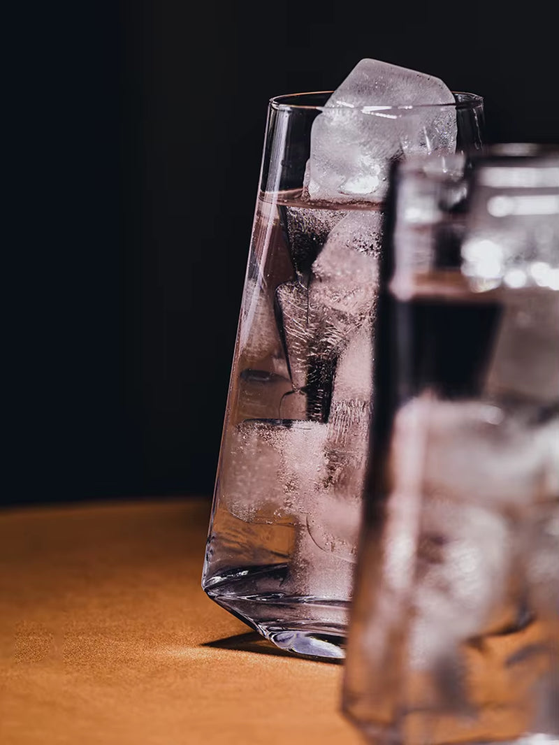 Simple Transparent Glass Cup Small round Mouth Big Square Bottom Prism Cups Household Juice Beer Coffee Tea Water Drink Glasses